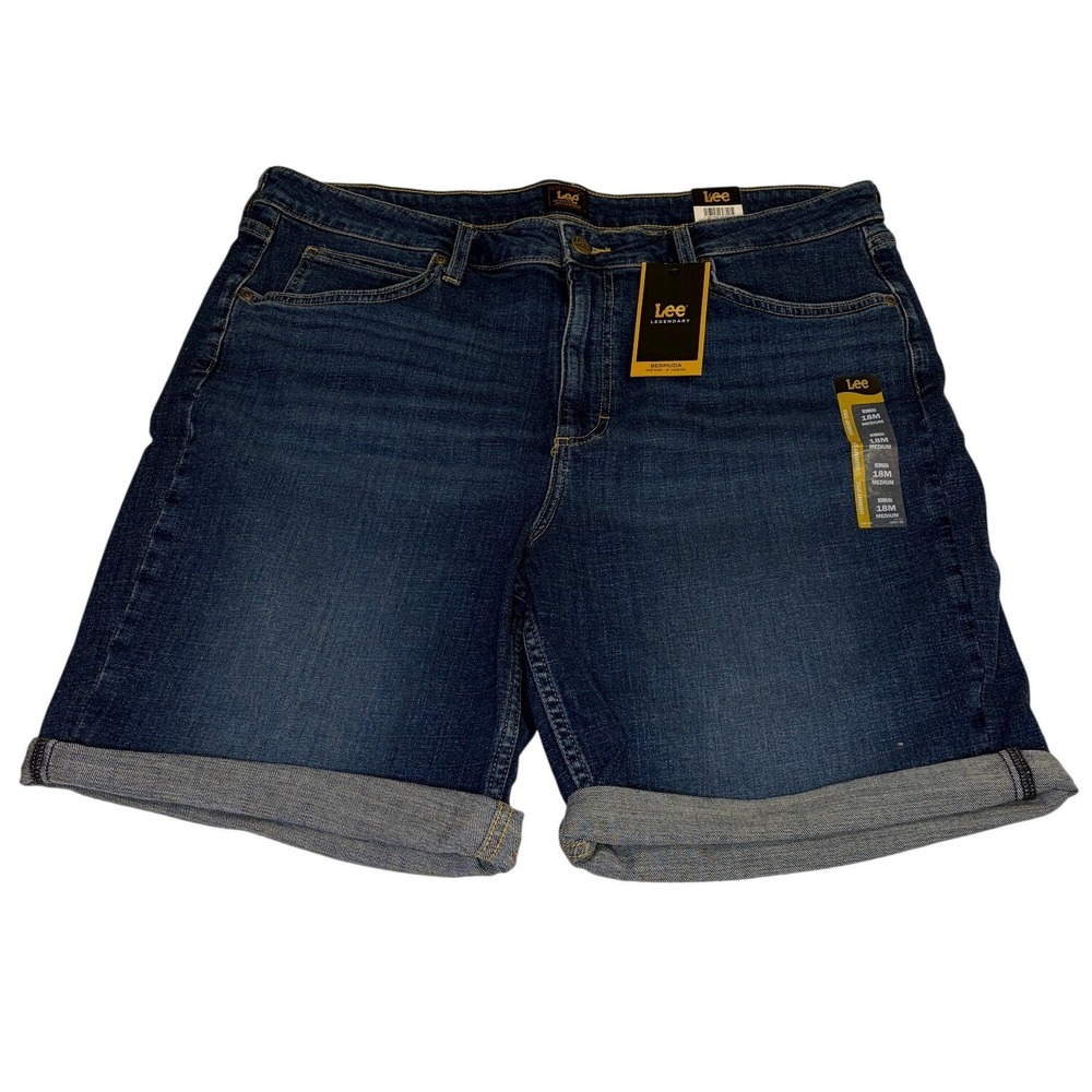 Lee Legendary Bermuda Shorts Womens 18M Calm Lake Blue Denim Mid Rise 9 Inseam